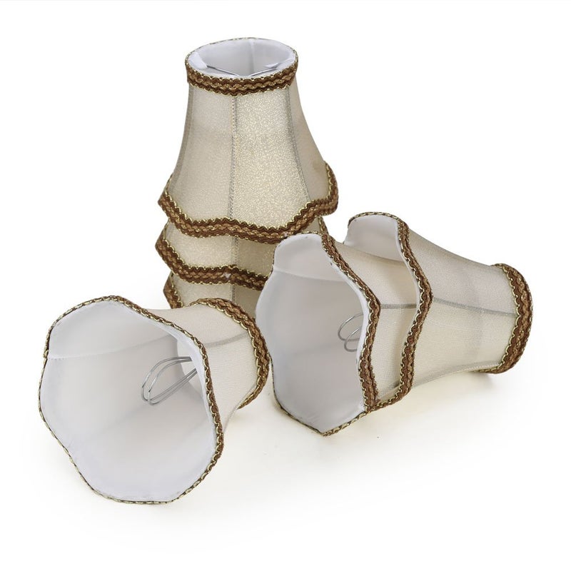 Fuloon Clip on Chandelier Lamp Shades, 3.14x5.51x4.72 in, Small Sconce Shades for Candelabra Bulbs, European/French Country Style(6 Pack, Golden) - Image 1